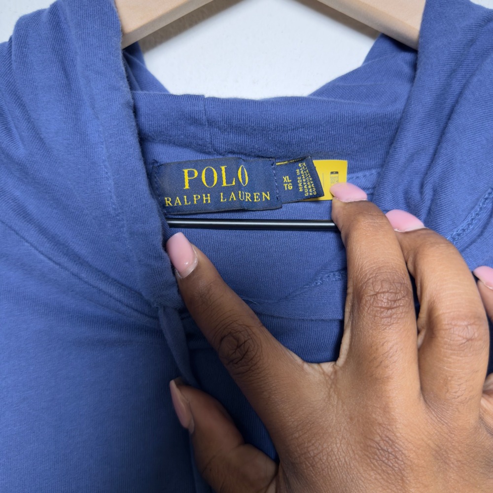 Polo Ralph Lauren Mens 100% Cotton Hoodie XXL Blue Polo Bear Graphic Hooded‎ Tee - Picture 9 of 9